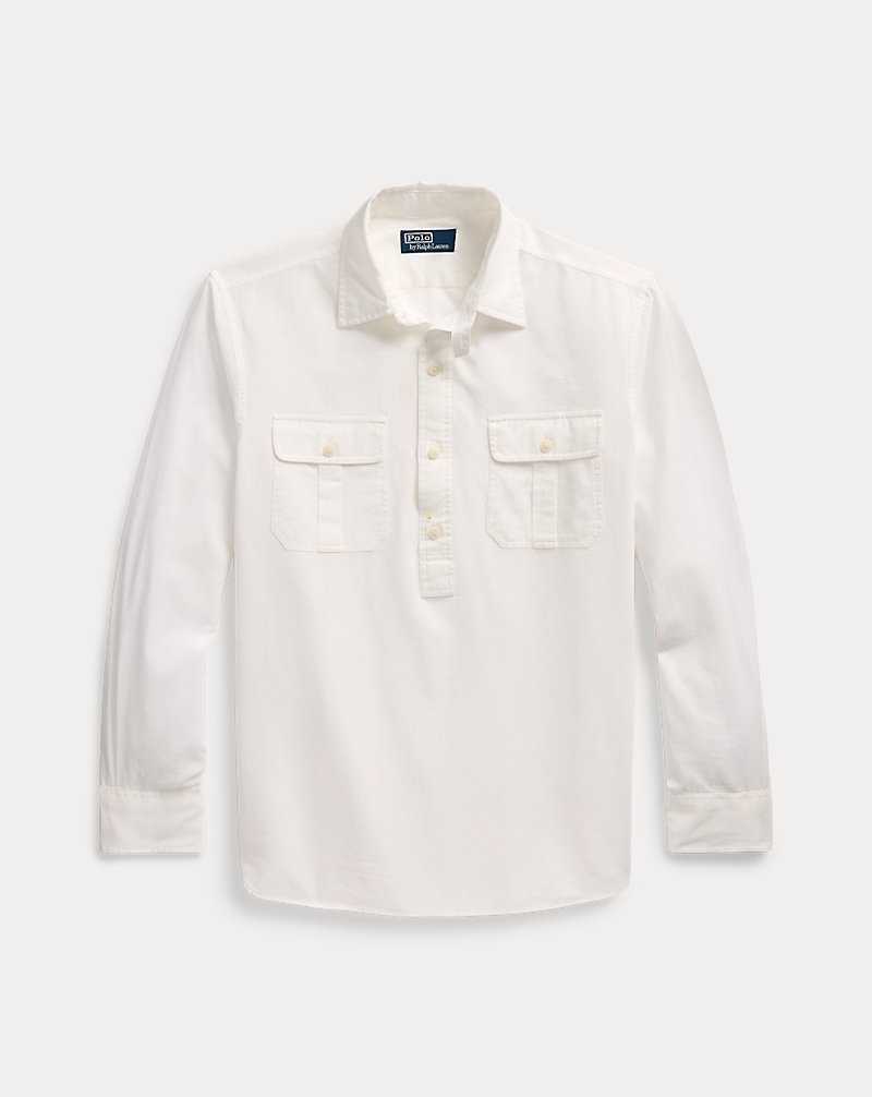 Camisas Ralph Lauren Classic Fit Textured Workshirt Hombre Blancos | ZNEUAVG-36 - vista 2