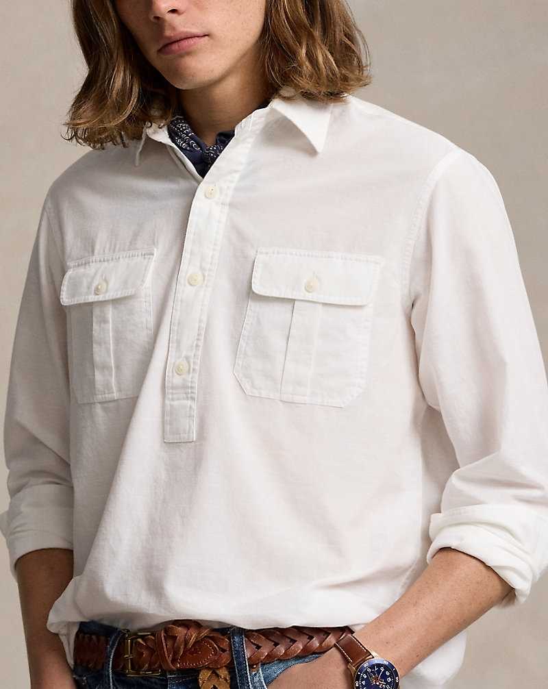 Camisas Ralph Lauren Classic Fit Textured Workshirt Hombre Blancos | ZNEUAVG-36 - vista 5