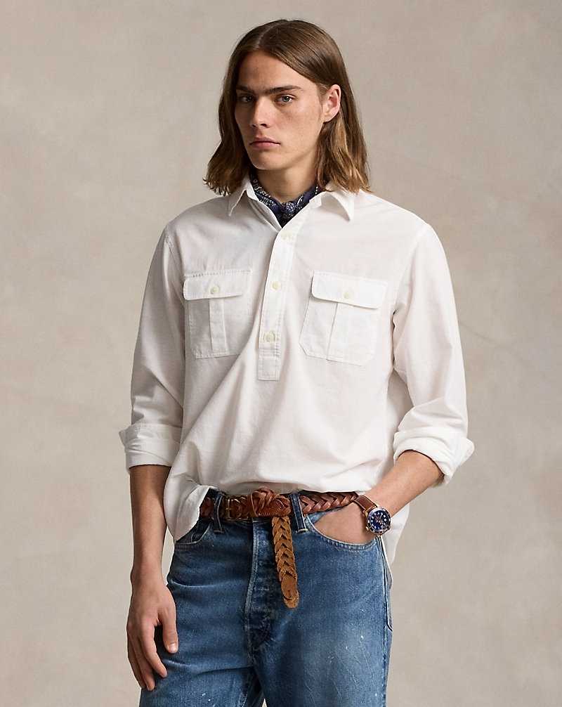 Camisas Ralph Lauren Classic Fit Textured Workshirt Hombre Blancos | ZNEUAVG-36 - vista 1