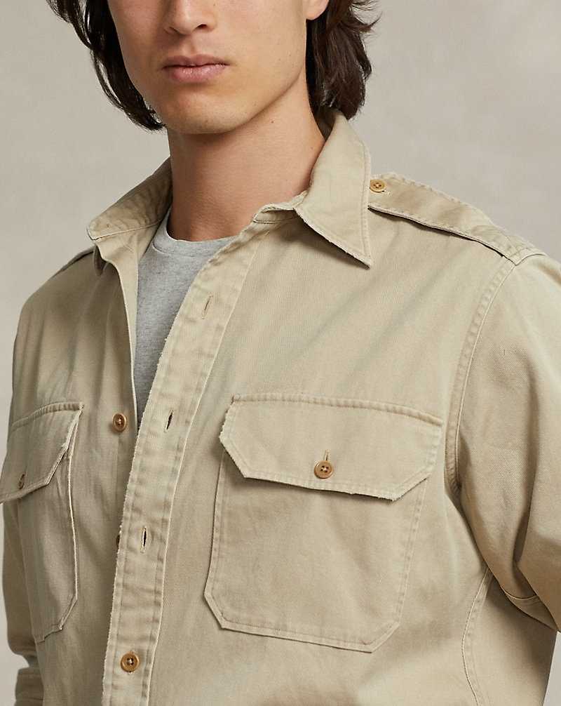 Camisas Ralph Lauren Classic Fit Twill Workshirt Hombre Kaki | PFYHAKV-95 - vista 5
