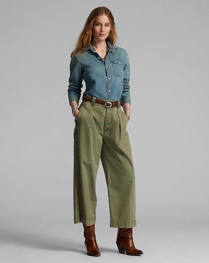 Camisas Ralph Lauren Cotton Denim Workshirt Mujer Azules Oscuro | EAHSMFW-43 - vista 3