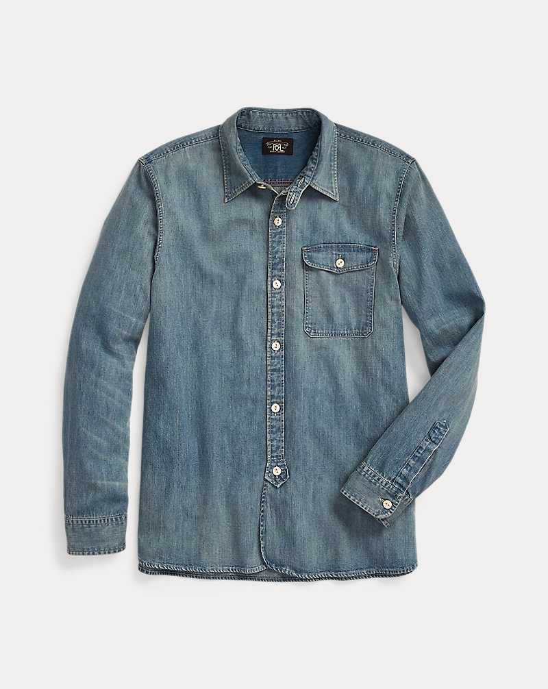 Camisas Ralph Lauren Cotton Denim Workshirt Mujer Azules Oscuro | EAHSMFW-43 - vista 1