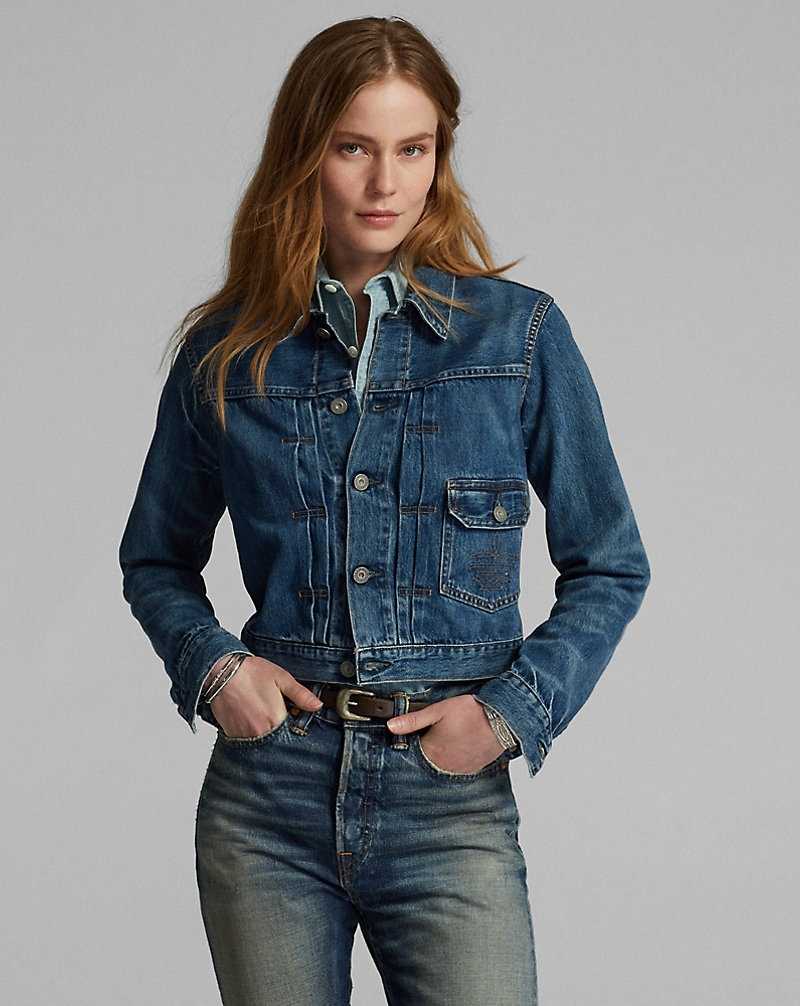 Camisas Ralph Lauren Cropped Denim Mujer Azules | HYTRNQE-23 - vista 2