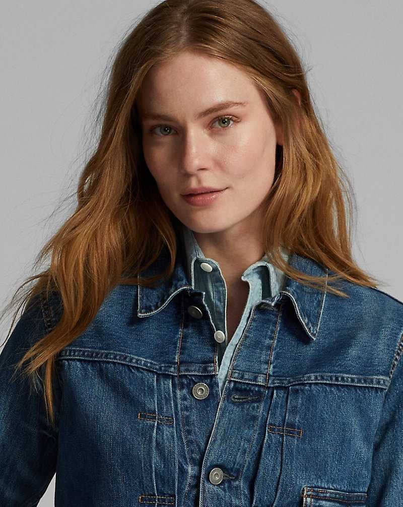 Camisas Ralph Lauren Cropped Denim Mujer Azules | HYTRNQE-23 - vista 5