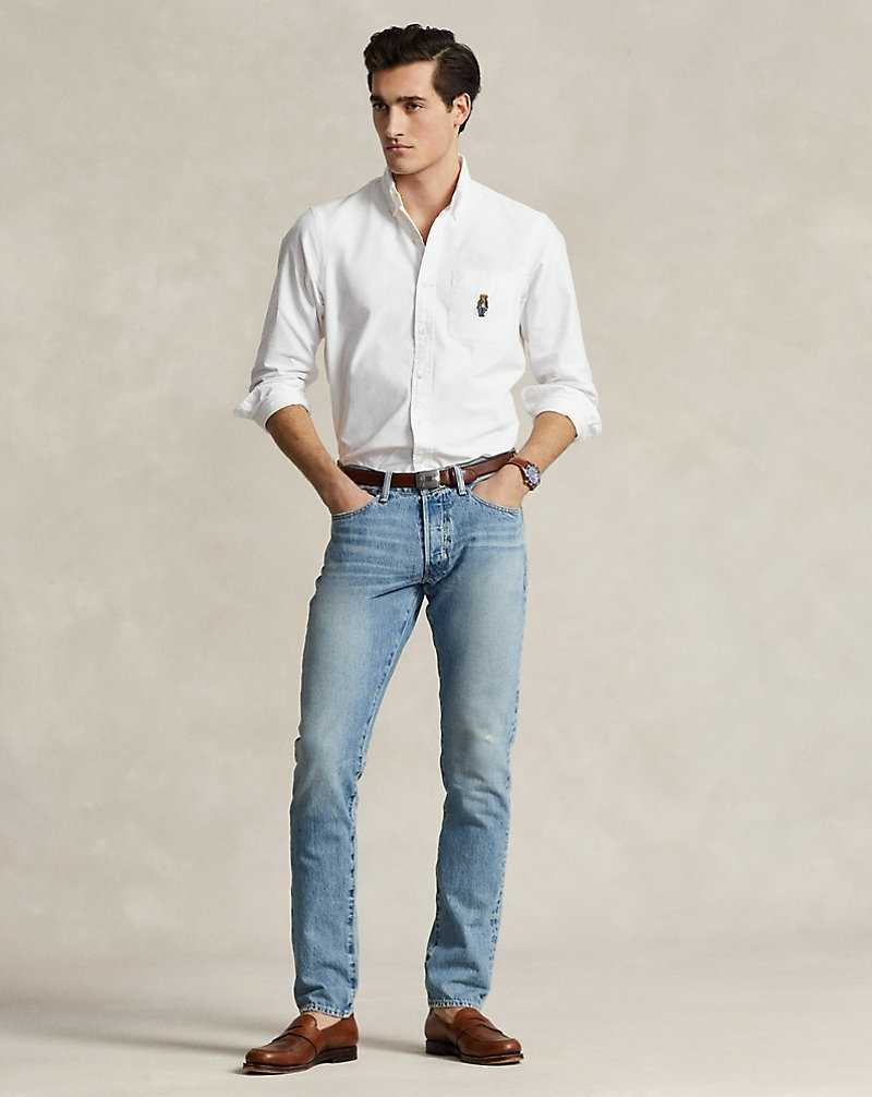 Camisas Ralph Lauren Custom Fit Bear Oxford Hombre Blancos | GCWRYSN-26 - vista 3