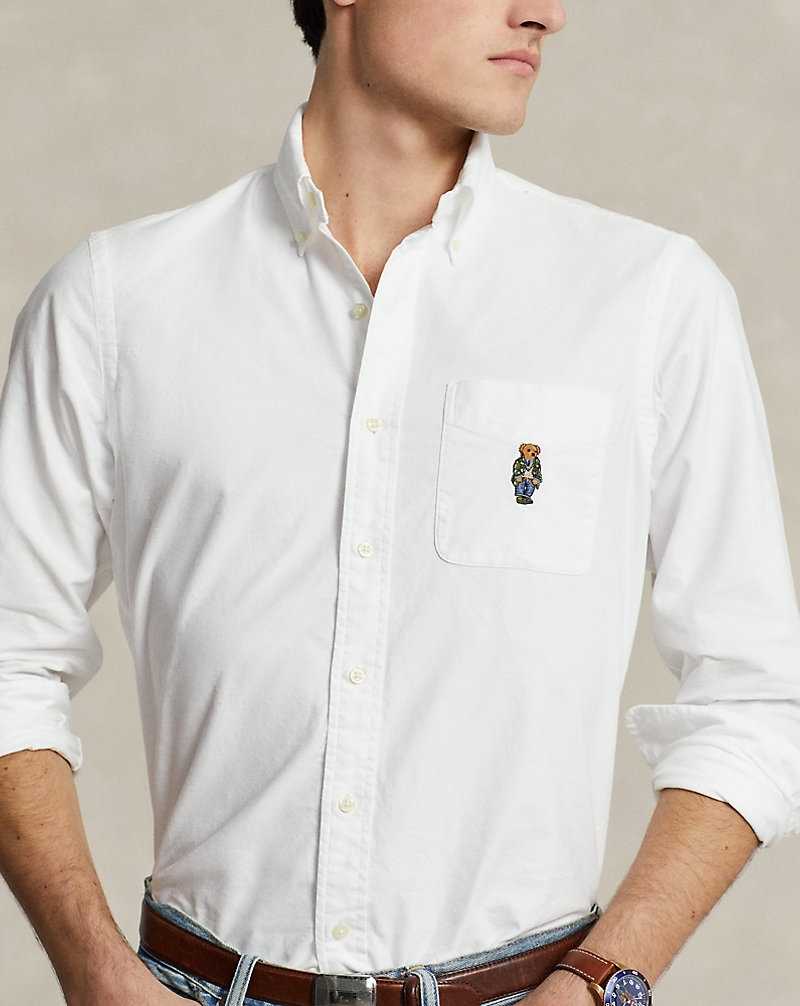 Camisas Ralph Lauren Custom Fit Bear Oxford Hombre Blancos | GCWRYSN-26 - vista 5