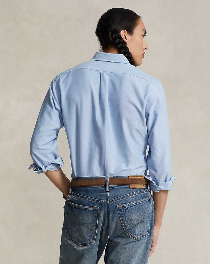 Camisas Ralph Lauren Custom Fit Bear Oxford Hombre Azules | UQXAYWM-84 - vista 4