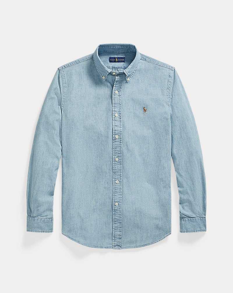 Camisas Ralph Lauren Custom Fit Chambray Hombre Chambray | UFYREJL-95 - vista 2