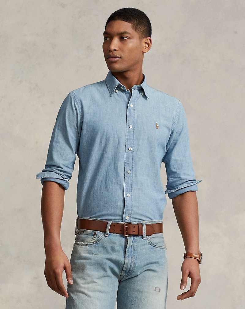 Camisas Ralph Lauren Custom Fit Chambray Hombre Chambray | UFYREJL-95 - vista 1