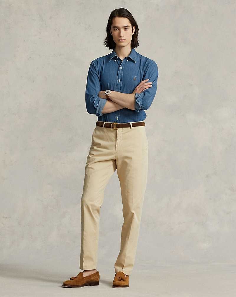Camisas Ralph Lauren Custom Fit Denim Hombre Denim | YZUXRJV-92 - vista 3