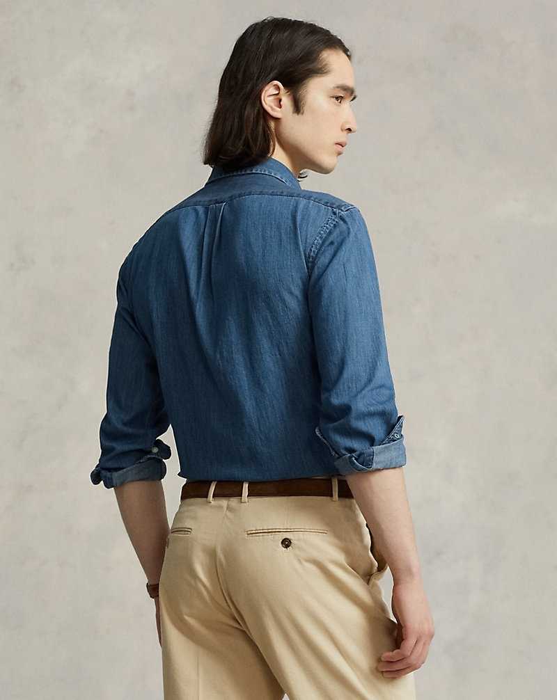 Camisas Ralph Lauren Custom Fit Denim Hombre Denim | YZUXRJV-92 - vista 4