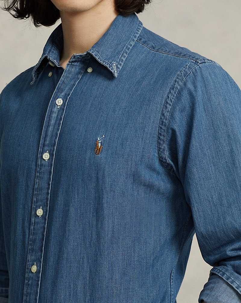 Camisas Ralph Lauren Custom Fit Denim Hombre Denim | YZUXRJV-92 - vista 5