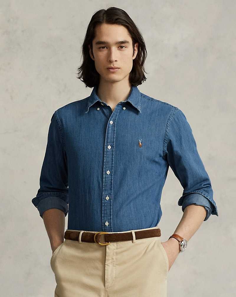 Camisas Ralph Lauren Custom Fit Denim Hombre Denim | YZUXRJV-92 - vista 1
