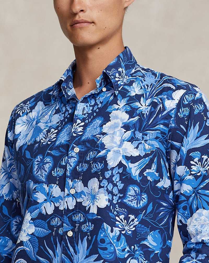 Camisas Ralph Lauren Custom Fit Floral Oxford Hombre Azul Marino | KQASZTR-74 - vista 5