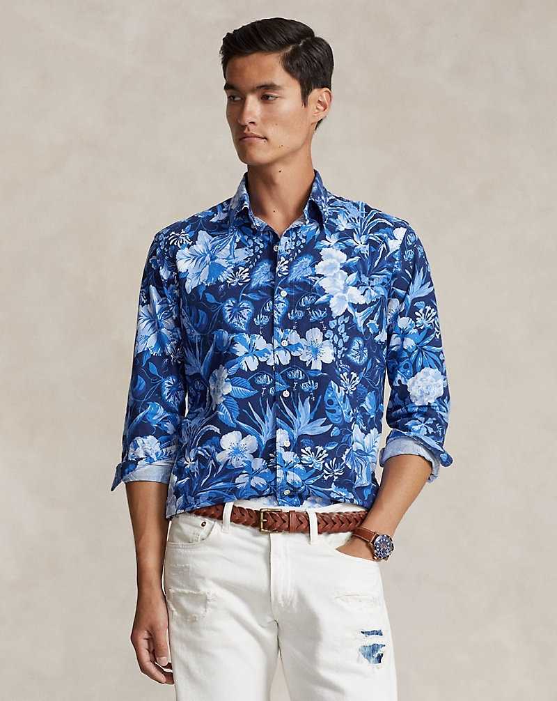 Camisas Ralph Lauren Custom Fit Floral Oxford Hombre Azul Marino | KQASZTR-74 - vista 1
