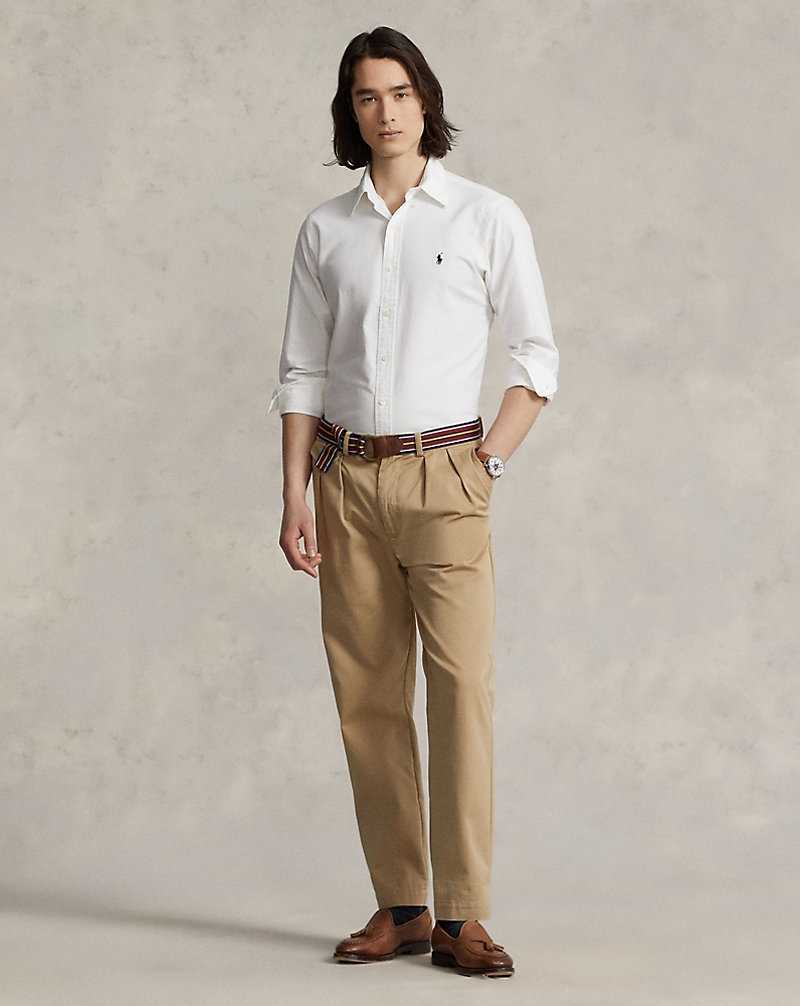 Camisas Ralph Lauren Custom Fit Garment-Dyed Oxford Hombre Blancos | MUHARTG-42 - vista 3