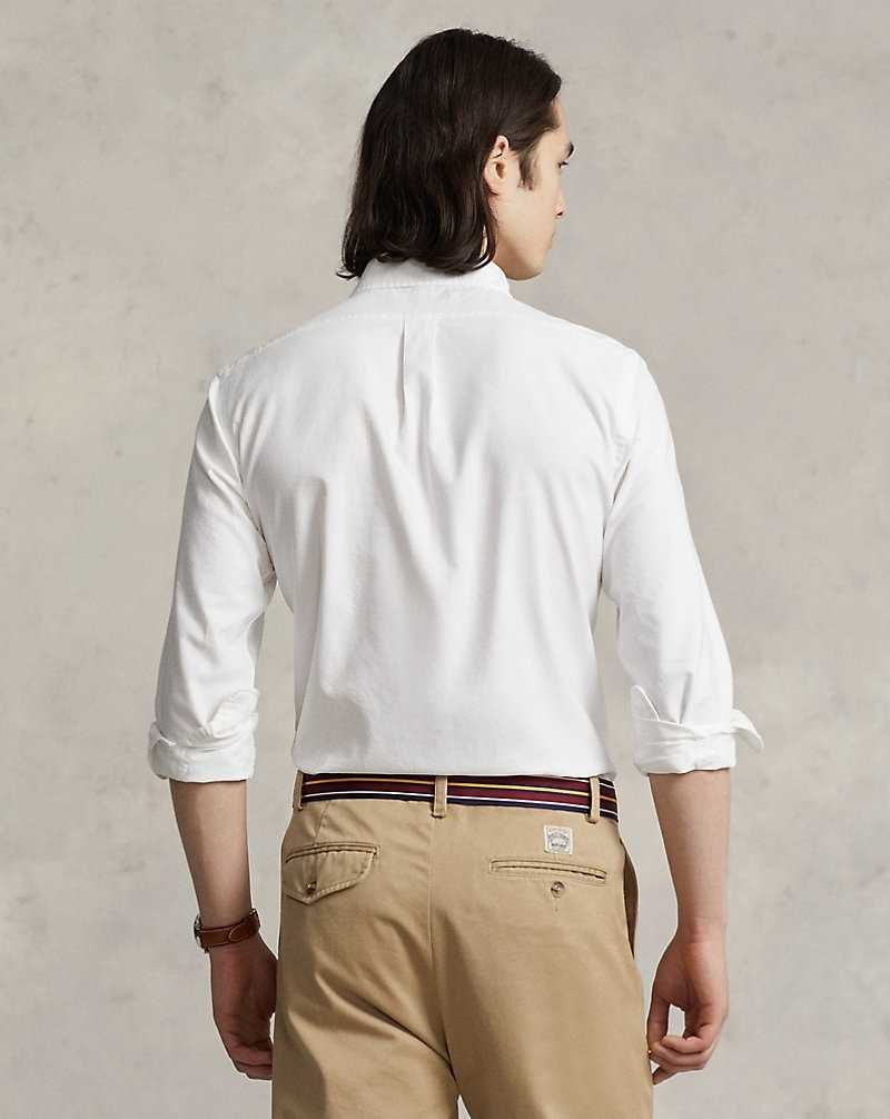 Camisas Ralph Lauren Custom Fit Garment-Dyed Oxford Hombre Blancos | MUHARTG-42 - vista 4