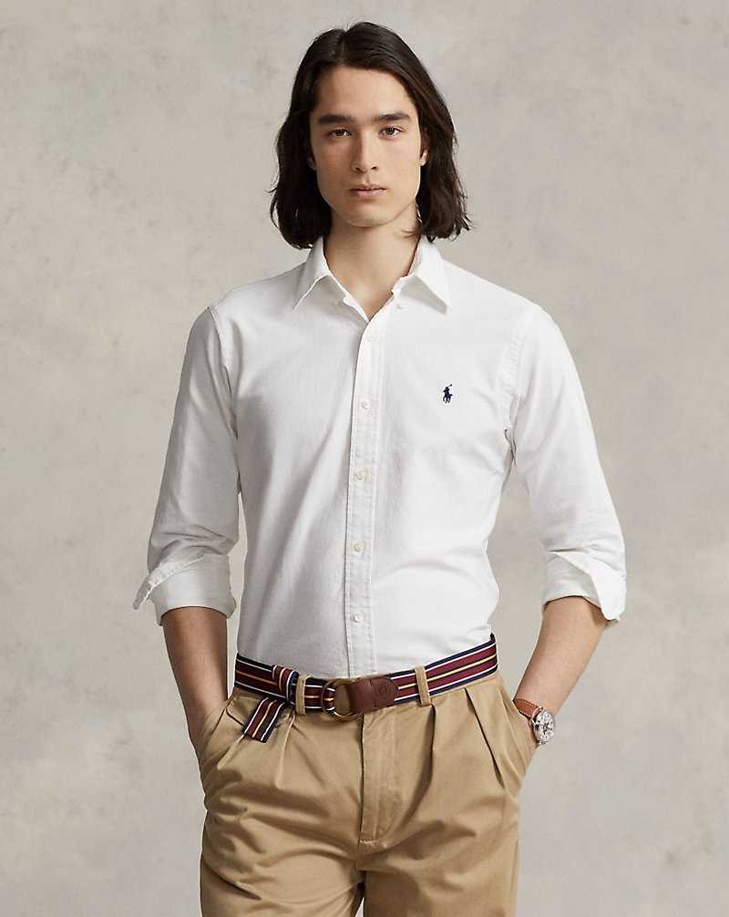Camisas Ralph Lauren Custom Fit Garment-Dyed Oxford Hombre Blancos | MUHARTG-42 - vista 1