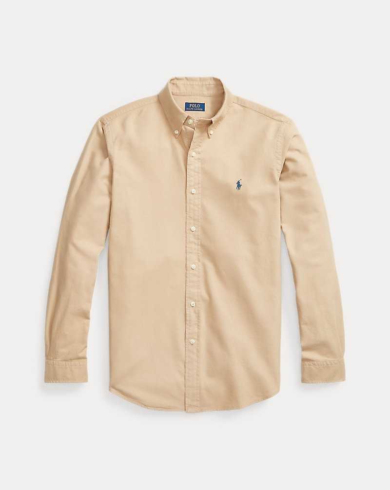 Camisas Ralph Lauren Custom Fit Garment-Dyed Oxford Hombre Surrey Tan | MAJIEFN-10 - vista 2