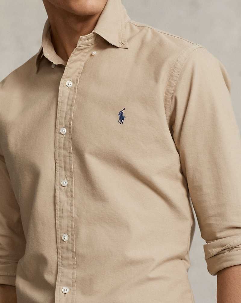 Camisas Ralph Lauren Custom Fit Garment-Dyed Oxford Hombre Surrey Tan | MAJIEFN-10 - vista 5