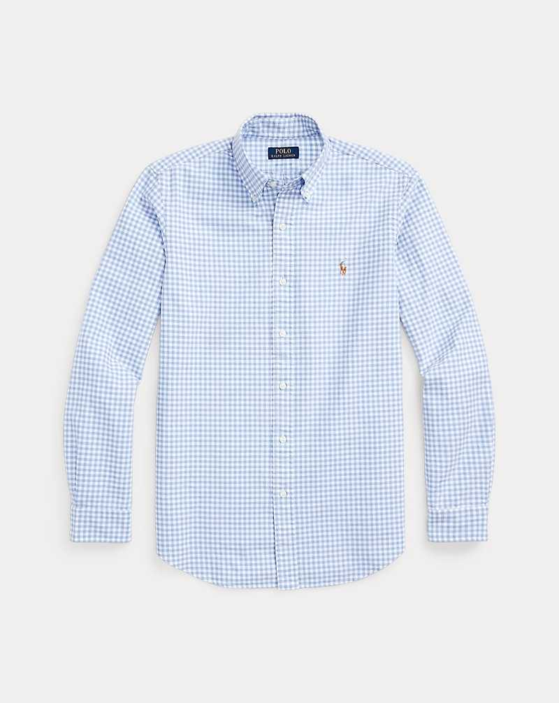 Camisas Ralph Lauren Custom Fit Gingham Oxford Hombre Azules | MOIKEPW-87 - vista 2