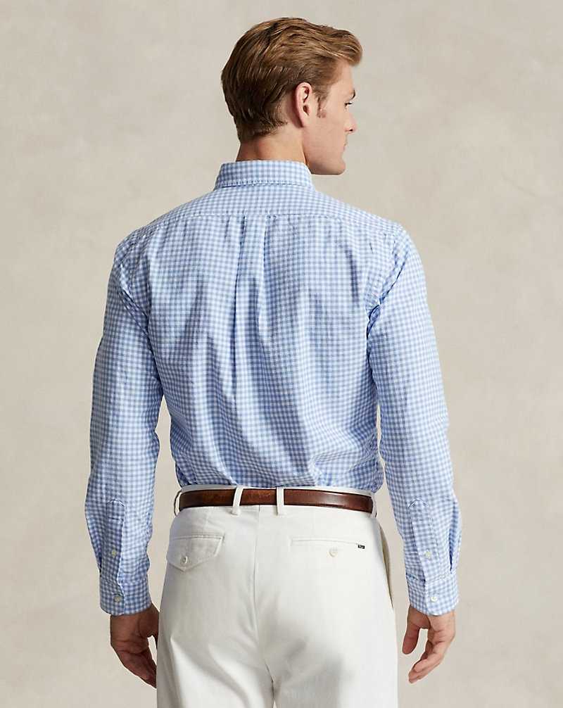 Camisas Ralph Lauren Custom Fit Gingham Oxford Hombre Azules | MOIKEPW-87 - vista 4