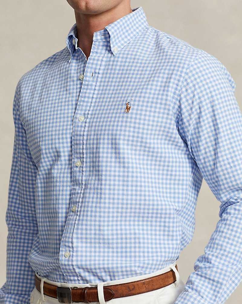 Camisas Ralph Lauren Custom Fit Gingham Oxford Hombre Azules | MOIKEPW-87 - vista 5