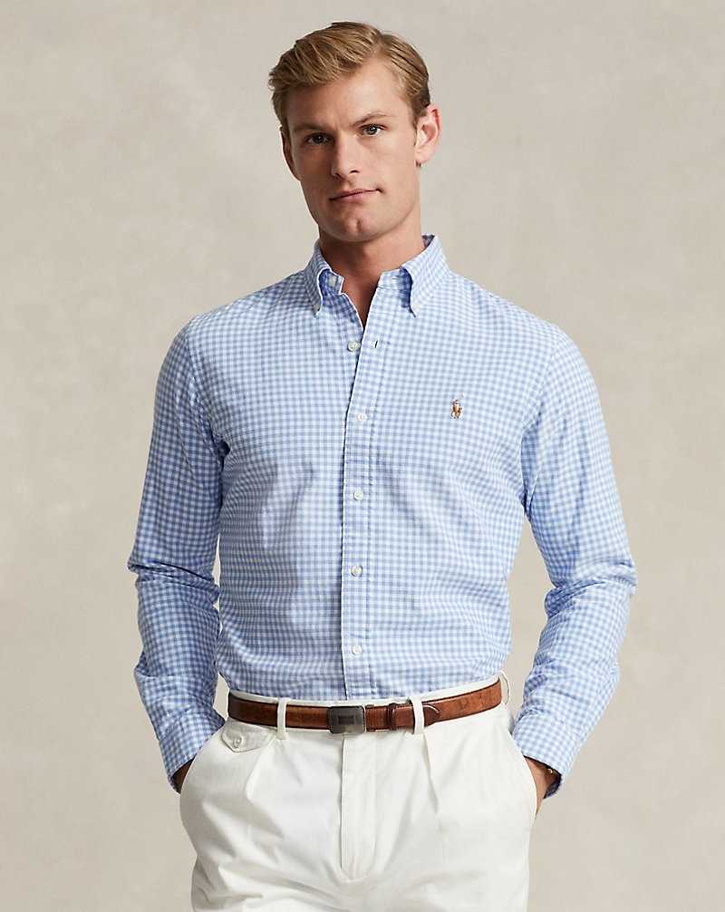 Camisas Ralph Lauren Custom Fit Gingham Oxford Hombre Azules | MOIKEPW-87 - vista 1