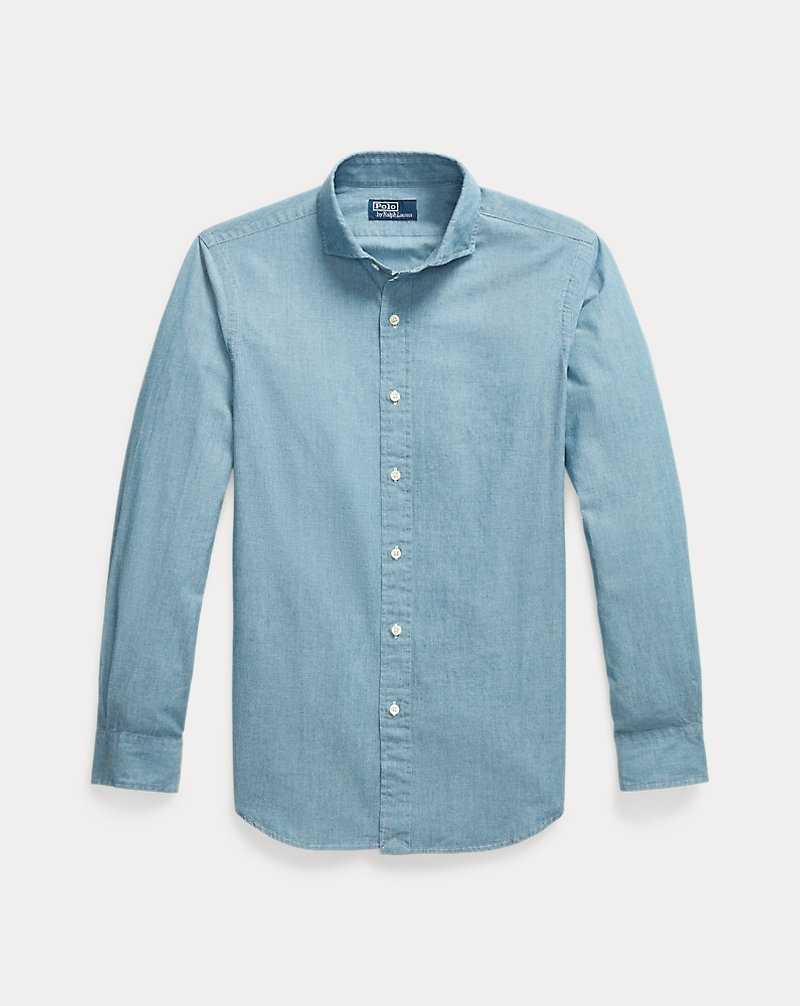 Camisas Ralph Lauren Custom Fit Indigo Chambray Hombre Azules | HMQSCGT-12 - vista 2