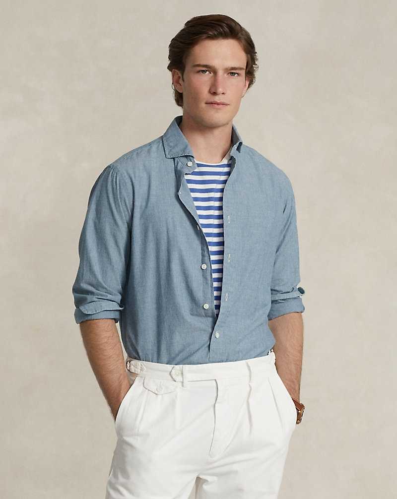 Camisas Ralph Lauren Custom Fit Indigo Chambray Hombre Azules | HMQSCGT-12 - vista 1