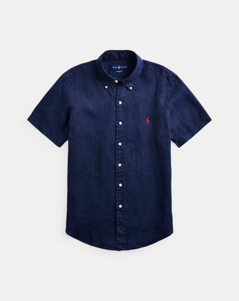 Camisas Ralph Lauren Custom Fit Linen Hombre Azul Marino | PHWKDGC-65 - vista 2