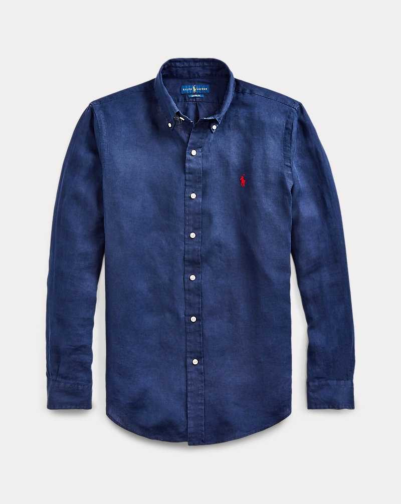Camisas Ralph Lauren Custom Fit Linen Hombre Azul Marino | WINPXRF-72 - vista 2