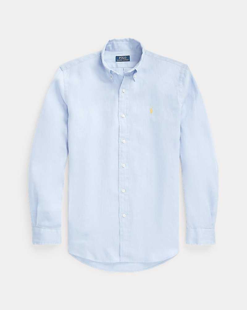 Camisas Ralph Lauren Slim Fit Linen Hombre Azules | WKCVIFA-20 - vista 2