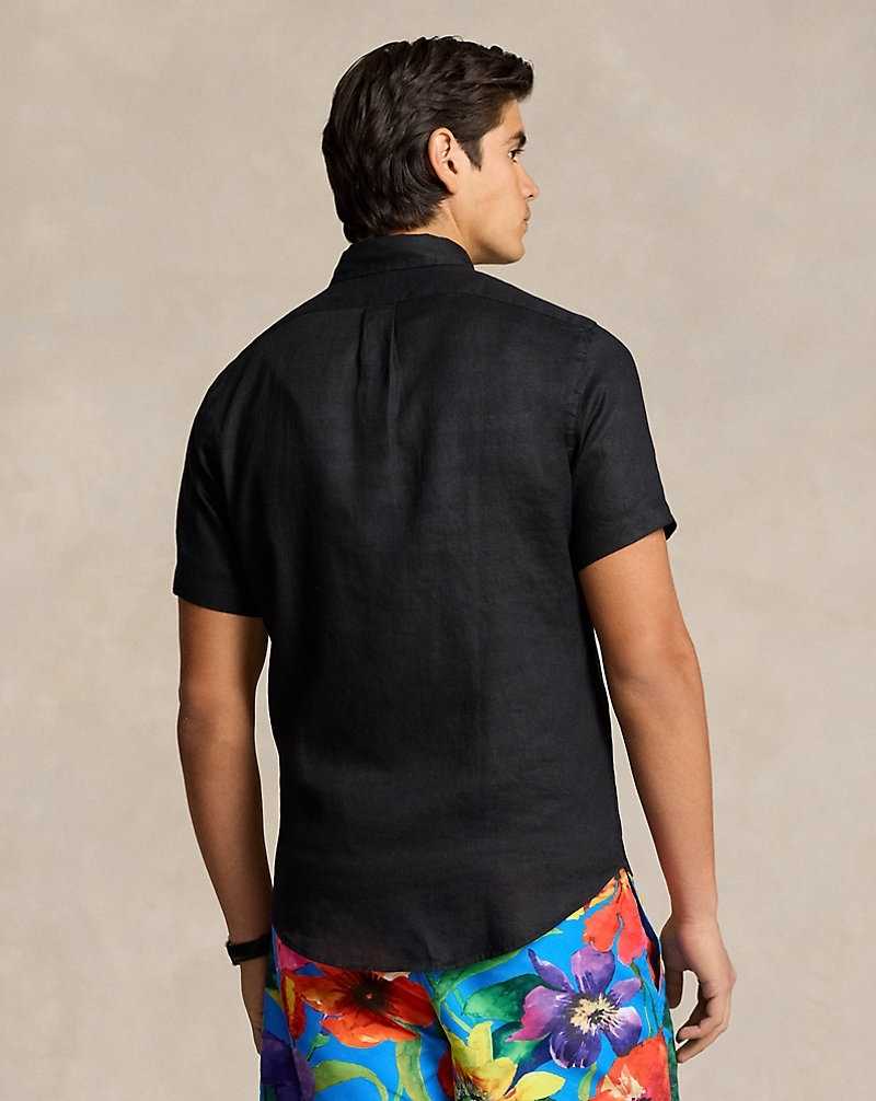 Camisas Ralph Lauren Custom Fit Linen Hombre Negros | ZOVFGYI-30 - vista 4