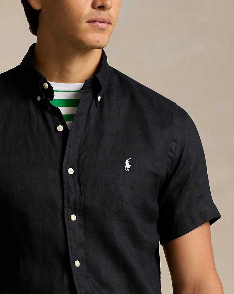 Camisas Ralph Lauren Custom Fit Linen Hombre Negros | ZOVFGYI-30 - vista 5