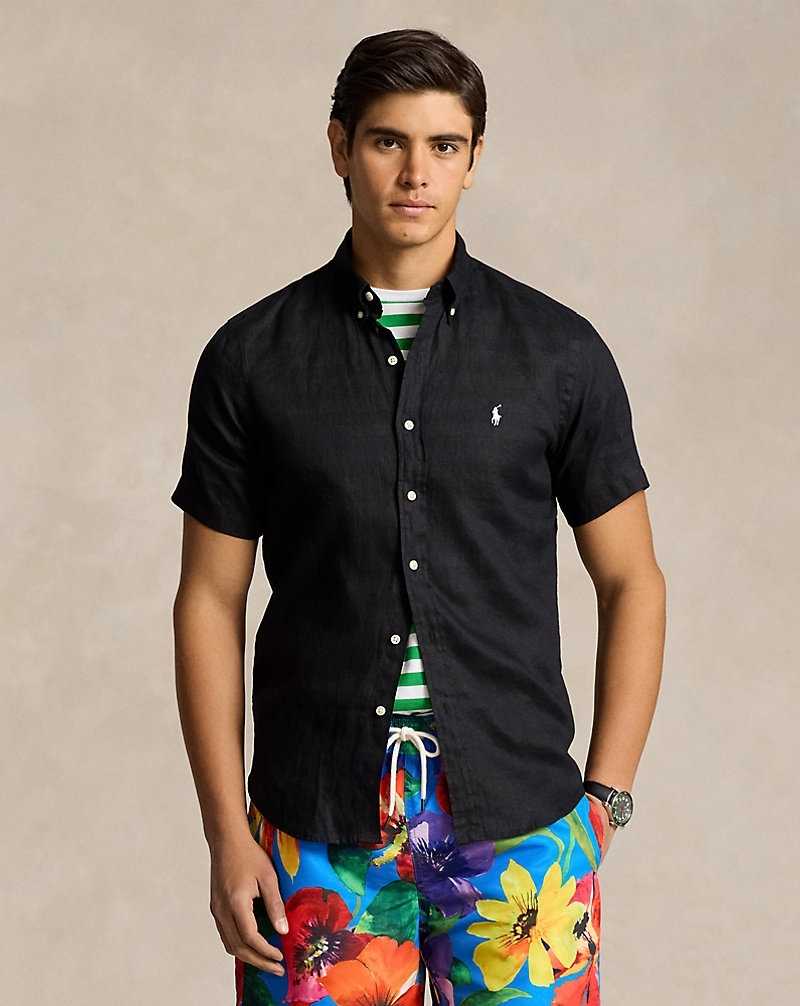 Camisas Ralph Lauren Custom Fit Linen Hombre Negros | ZOVFGYI-30 - vista 1