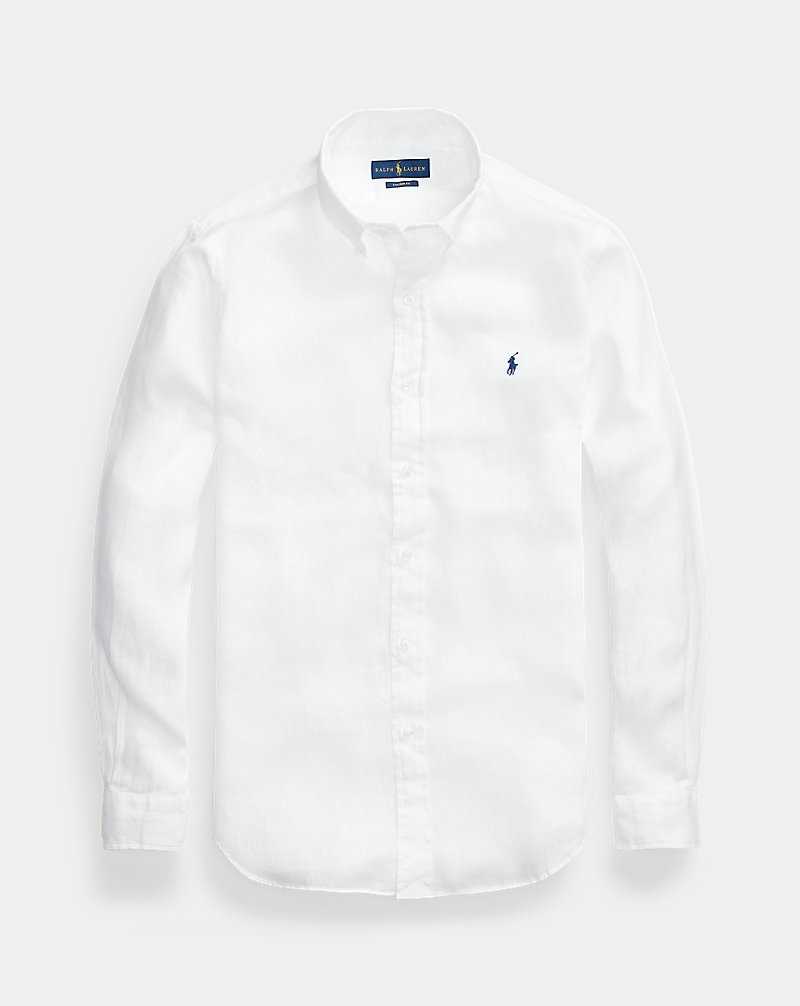 Camisas Ralph Lauren Custom Fit Linen Hombre Blancos | GQLWKYT-12 - vista 2