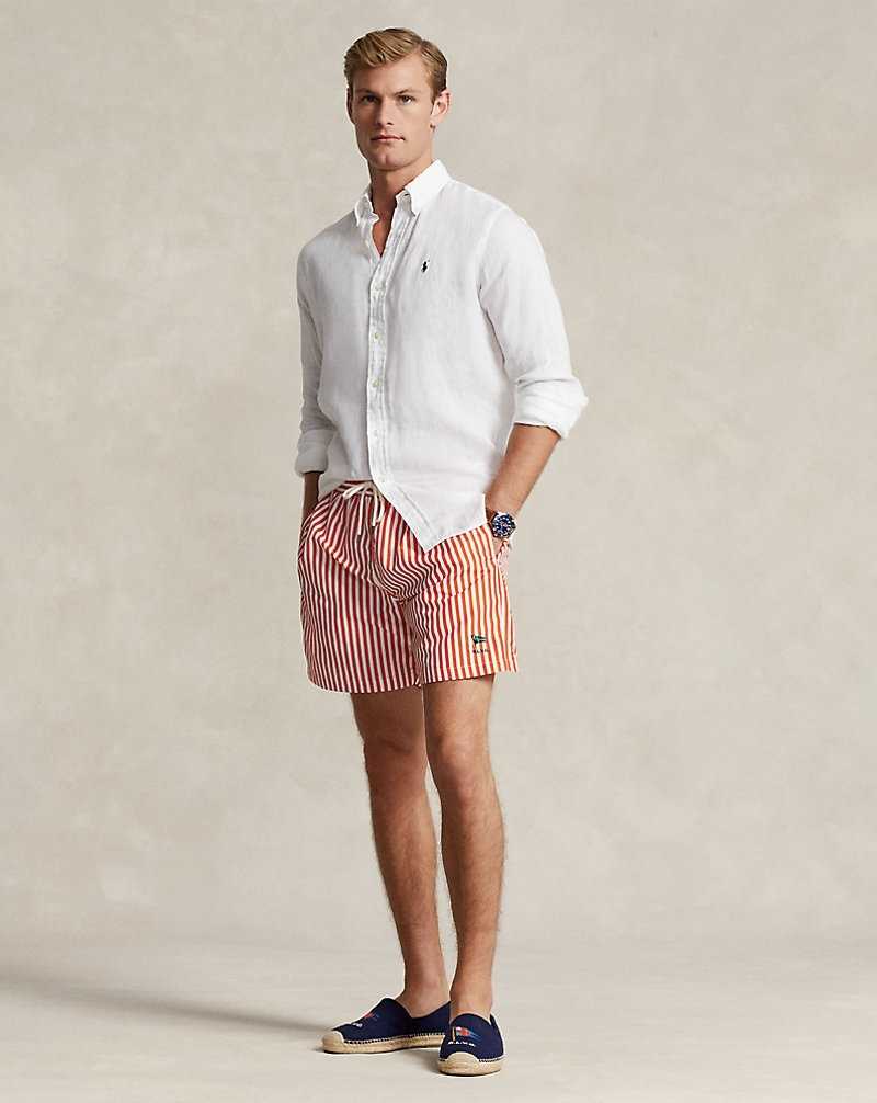 Camisas Ralph Lauren Custom Fit Linen Hombre Blancos | GQLWKYT-12 - vista 3