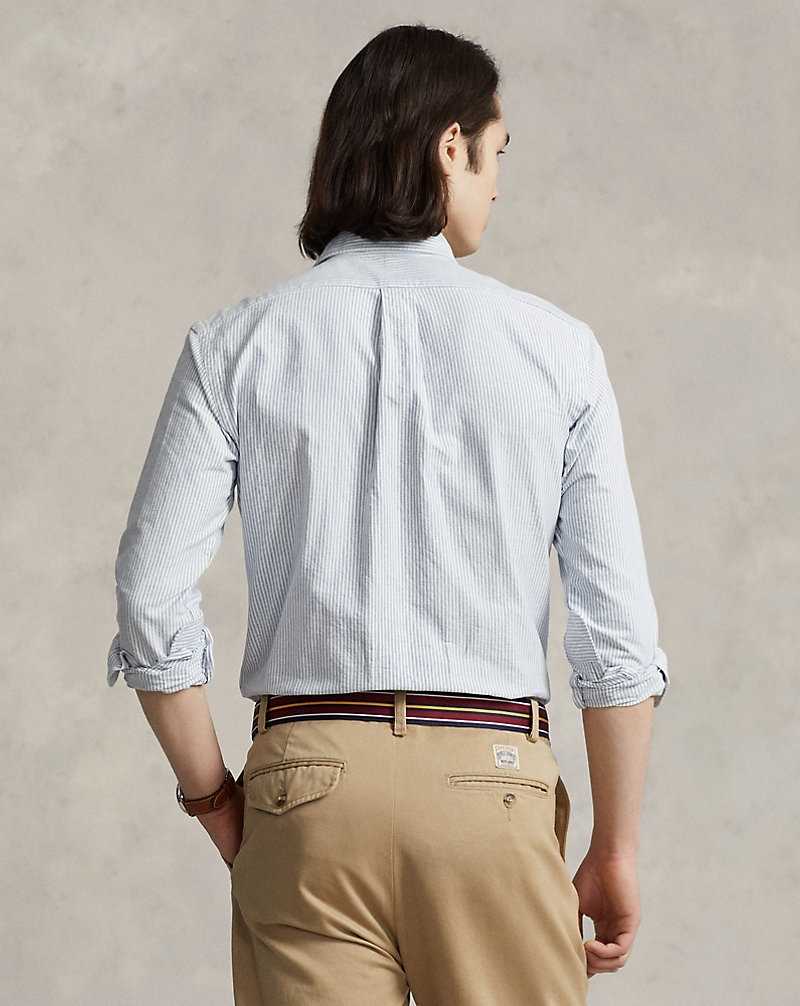 Camisas Ralph Lauren Custom Fit Oxford Hombre Rayas | ARICWFE-85 - vista 4