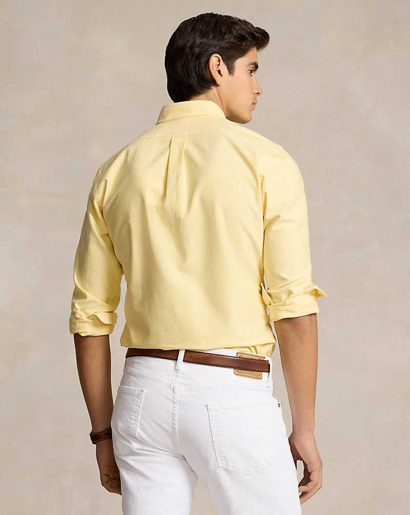 Camisas Ralph Lauren Custom Fit Oxford Hombre Amarillos | VPUXAMF-40 - vista 4
