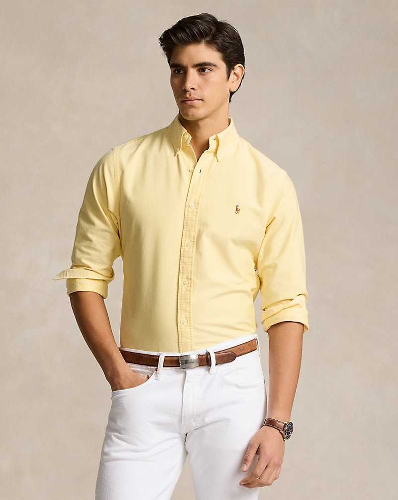 Camisas Ralph Lauren Custom Fit Oxford Hombre Amarillos | VPUXAMF-40 - vista 1