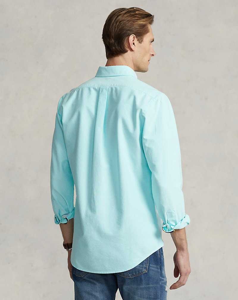 Camisas Ralph Lauren Custom Fit Oxford Hombre Azules | YZGNRCV-19 - vista 4