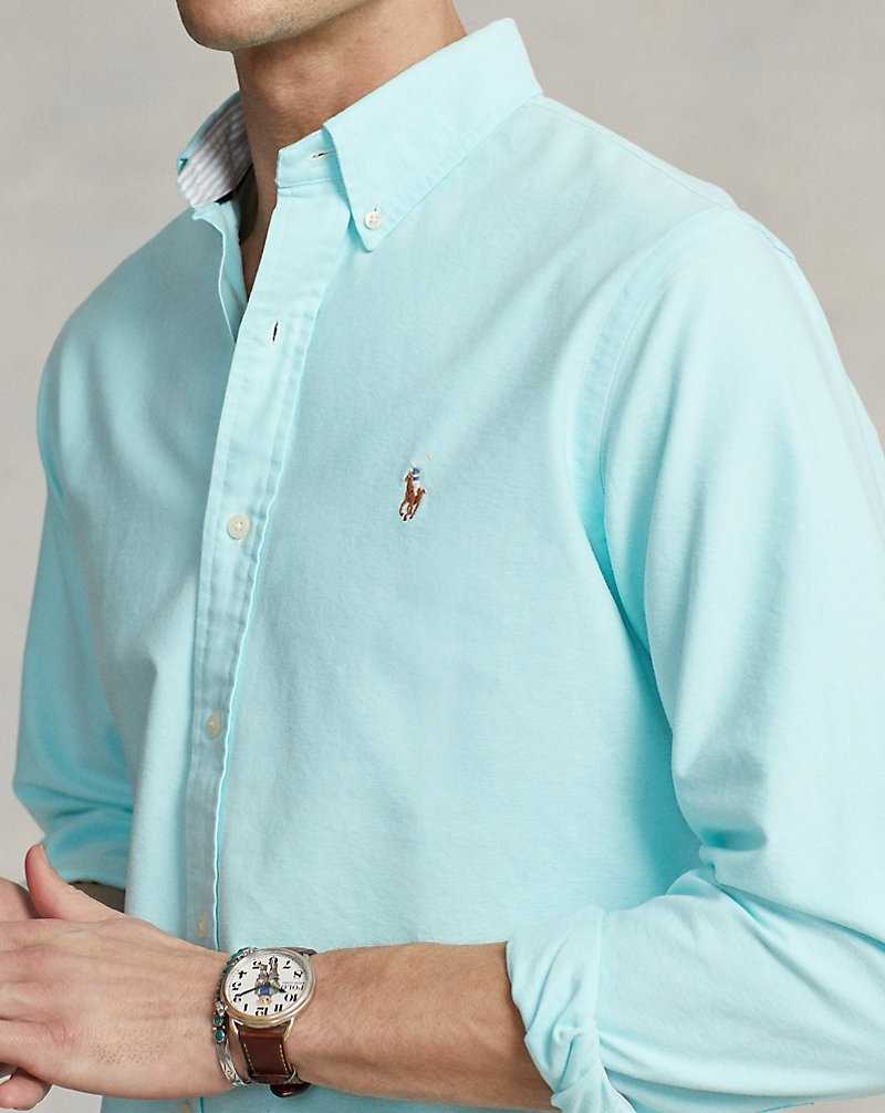 Camisas Ralph Lauren Custom Fit Oxford Hombre Azules | YZGNRCV-19 - vista 5