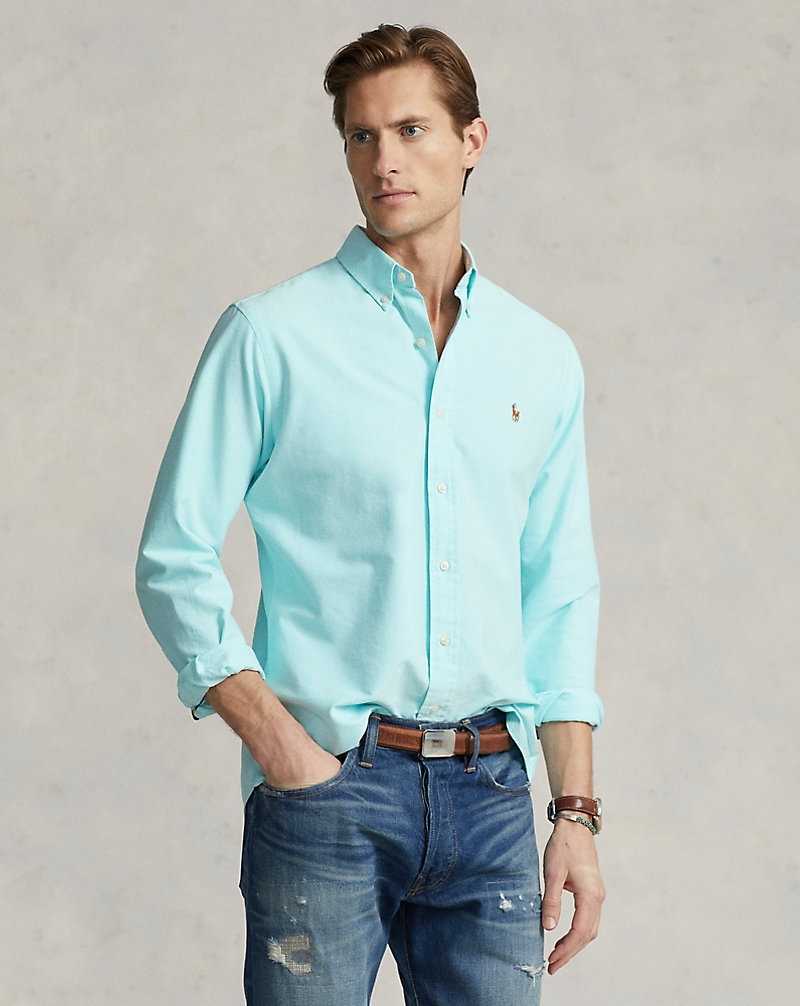 Camisas Ralph Lauren Custom Fit Oxford Hombre Azules | YZGNRCV-19 - vista 1