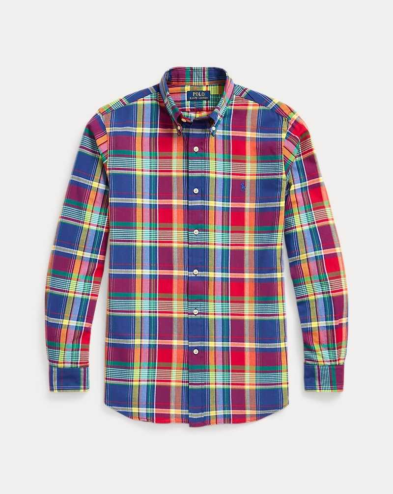 Camisas Ralph Lauren Custom Fit Plaid Hombre 535 Royal/Red Multi | ZSWPRVI-20 - vista 2