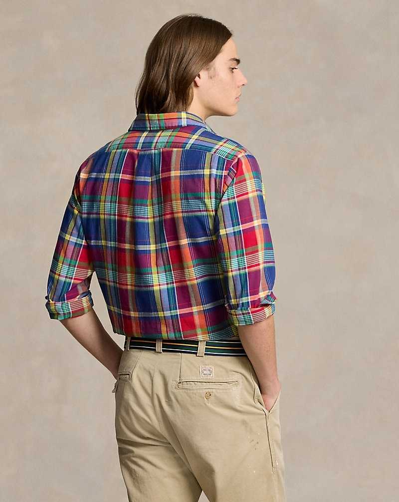 Camisas Ralph Lauren Custom Fit Plaid Hombre 535 Royal/Red Multi | ZSWPRVI-20 - vista 4