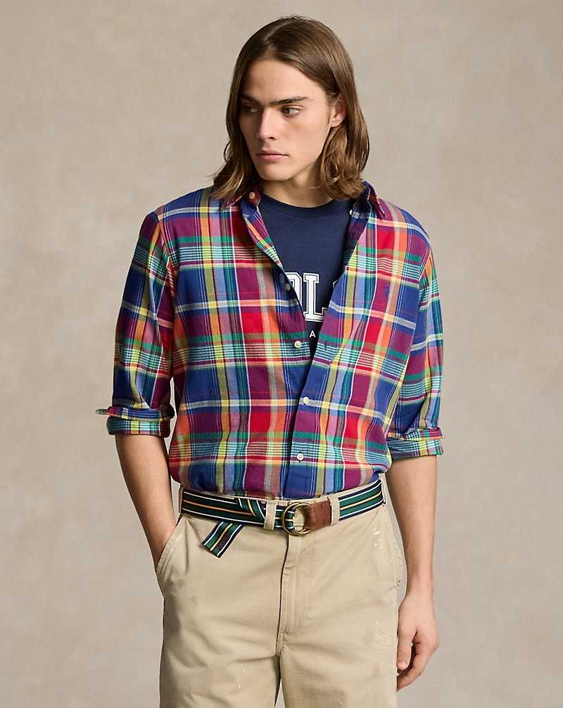 Camisas Ralph Lauren Custom Fit Plaid Hombre 535 Royal/Red Multi | ZSWPRVI-20 - vista 1