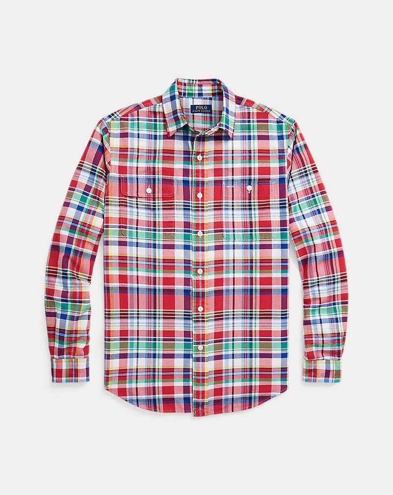 Camisas Ralph Lauren Custom Fit Plaid Oxford Hombre 6272 Red/Blue Multi | YOWFTCN-24 - vista 2