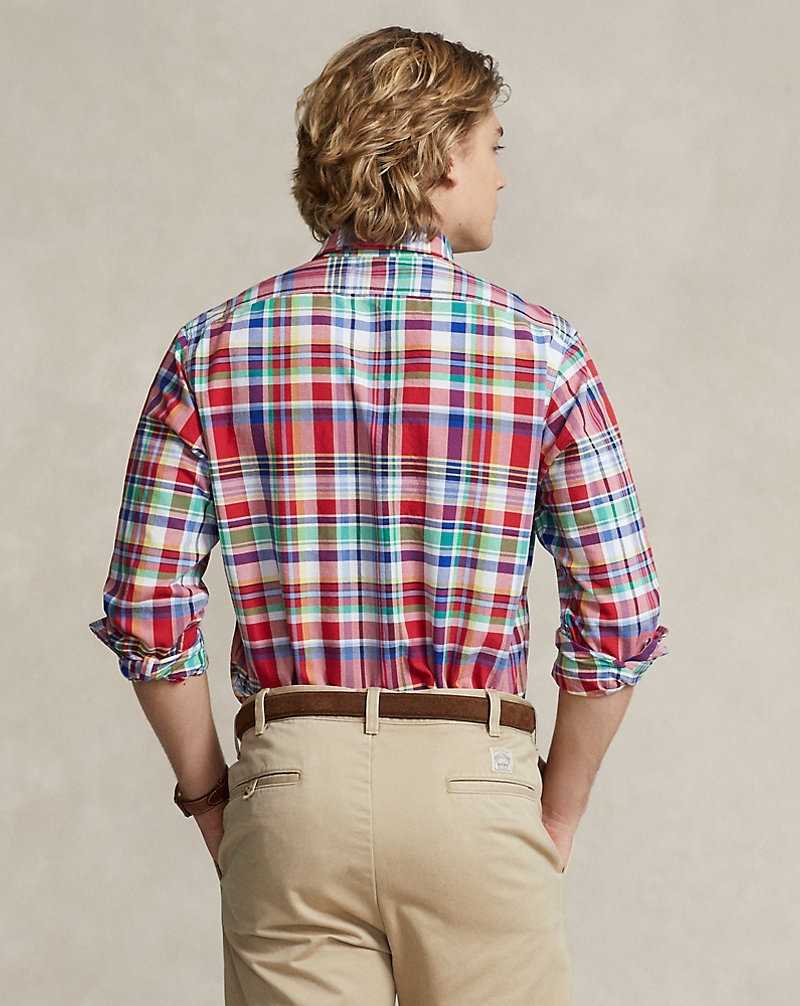 Camisas Ralph Lauren Custom Fit Plaid Oxford Hombre 6272 Red/Blue Multi | YOWFTCN-24 - vista 4