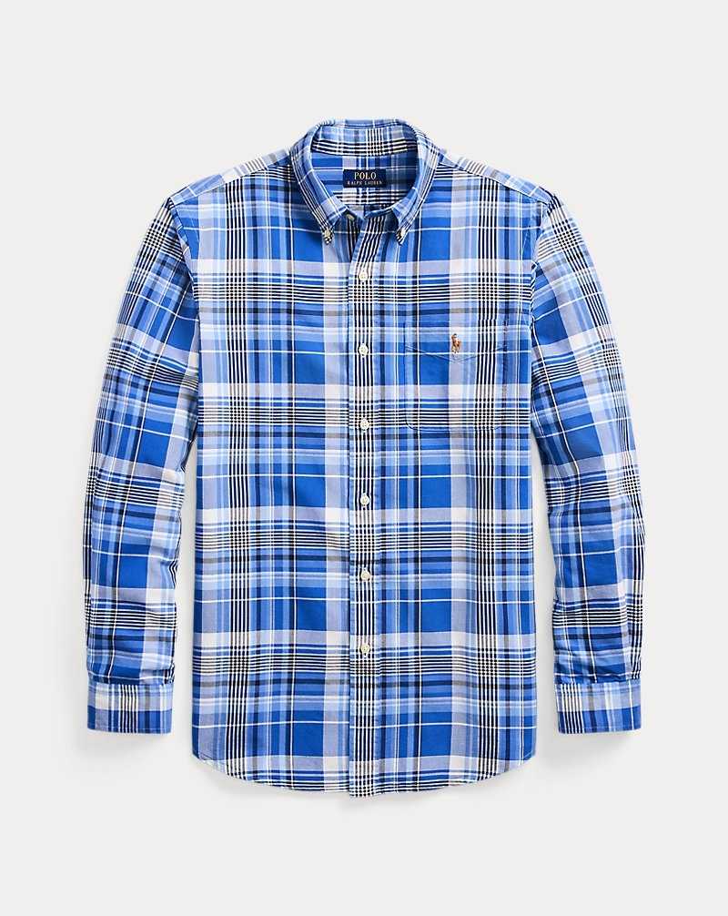 Camisas Ralph Lauren Custom Fit Plaid Oxford Hombre Azules | SOXYTQW-82 - vista 2